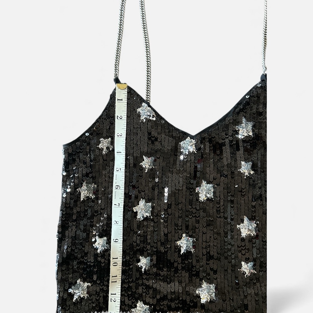 Dance & Marvel Women’s Sequin Silver Star and Black Tank Crop Top. Size S - Picture 5 of 10